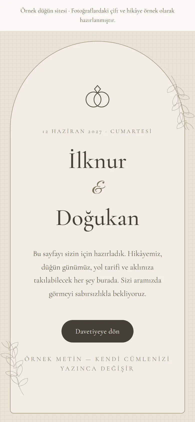 Örnek düğün sitesi